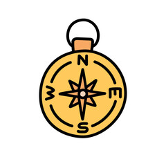 Compass. Pirate item sketch. Doodle hand drawn illustration. Vector icon