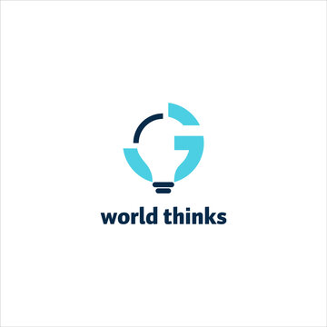 Initial G monogram logo design for electric business industry graphic template with light bulb 