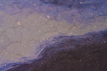 oil stain on the asphalt road after rain