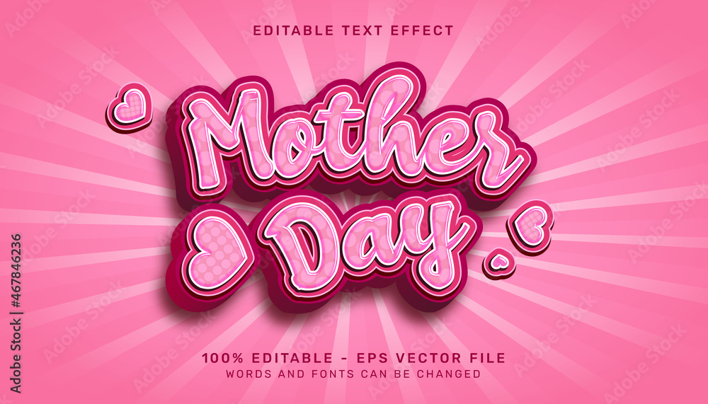 Aufkleber pink color mother day 3d text effect and editable text effect