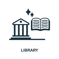 Library icon. Monochrome sign from university collection. Creative Library icon illustration for web design, infographics and more