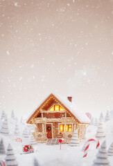 Cute cozy fairy house decorated at Christmas - 467846616
