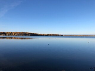 panorama of lake senezh in autumn Solnechnogorsk