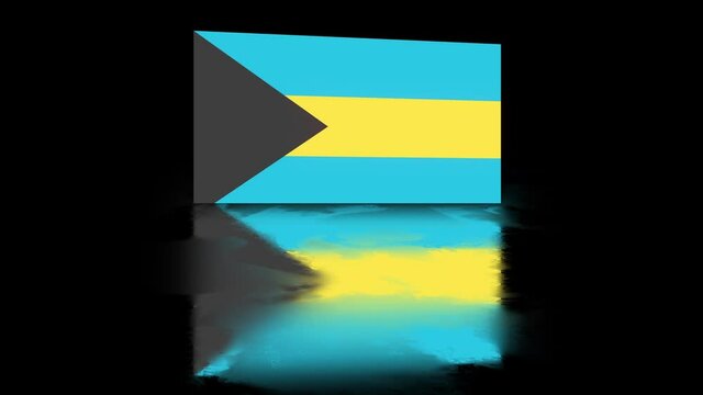 Bahamas Flag revealed with realistic reflection on stylish black background