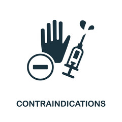 Contraindications icon. Monochrome sign from vaccination collection. Creative Contraindications icon illustration for web design, infographics and more - obrazy, fototapety, plakaty