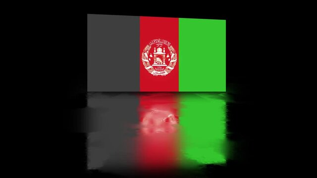 Afghanistan Flag revealed with realistic reflection on stylish black background