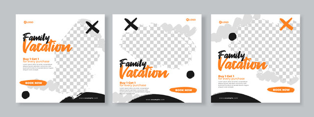travel banner social media pack template premium vector