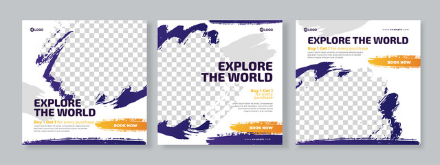 travel banner social media pack template premium vector