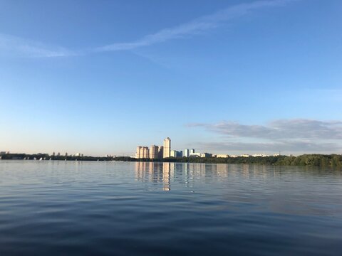 Strogino, summer, river, walking on a board