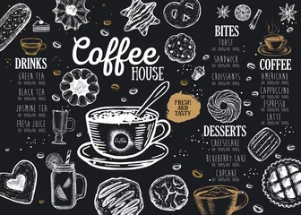 Speisekarte des Kaffeehauses. Restaurant-Café-Menü, Vorlagendesign. Lebensmittel-Flyer. © oldesign