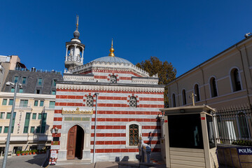 Istanbul, Turkey, November 4, 2021 : Vilayet Mosque (turkısh: nalli mescid) view in Istanbul