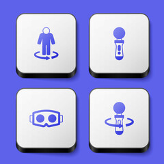 Set 3d modeling, VR controller game, Virtual reality glasses and icon. White square button. Vector