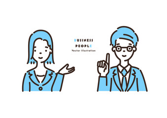 ビジネスパーソンのイラスト 提案 案内 お薦め - Business person illustration set.Suggestions and guidance.