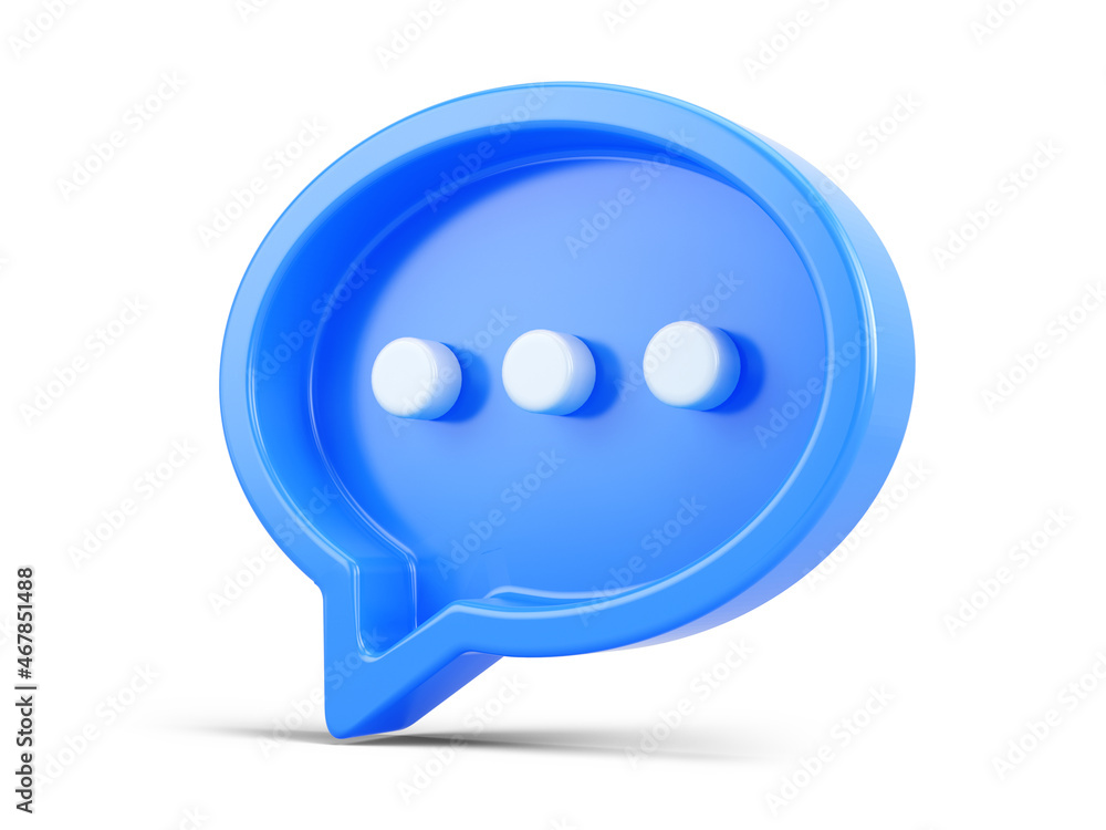 Poster chat speech bubble 3d icon isolated on white. 3d rendering