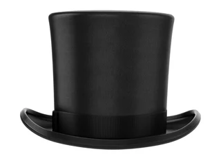 Foto op Canvas Cylinder black top hat isolated on white background. 3d rendered cylinder hat illustration © Sashkin