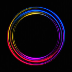 Abstract colorful glowing light rings. 3d rendering
