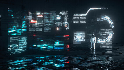 Fototapeta premium Sci fi data information