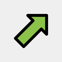 Up right arrow icon vector illustration in filled line style, use for website mobile app presentation