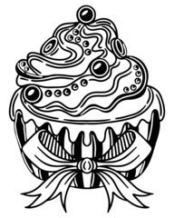 Wedding coloring page with big cake
