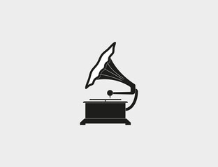 Gramophone, music icon. Vector illustration. Flat design.