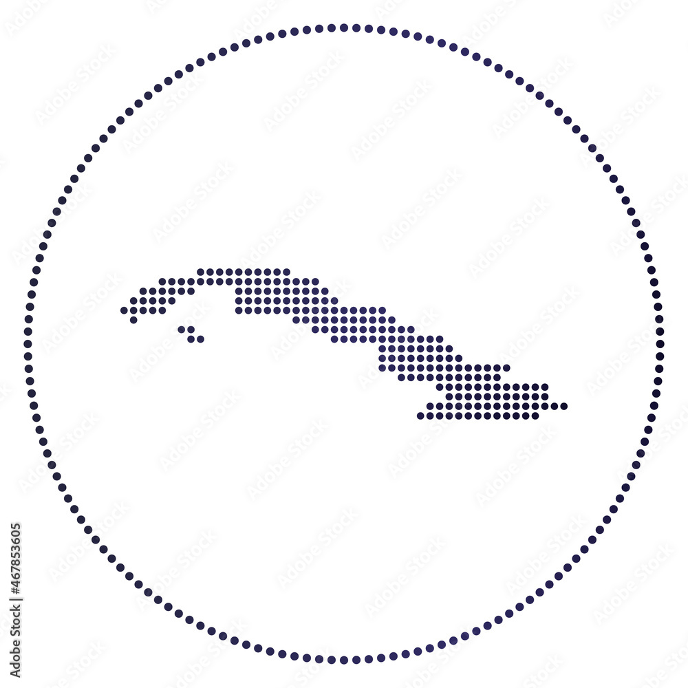 Aufkleber cuba digital badge. dotted style map of cuba in a circle. tech icon of the country with gradiented d