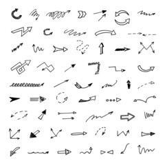 Vector set of hand-drawn arrows, elements for presentation