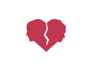 Couple broken heart icon. Vector illustration. Flat design.