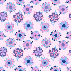 Seamless pattern floral background.Botanical plant repeat motif.Beautiful flower ornament.