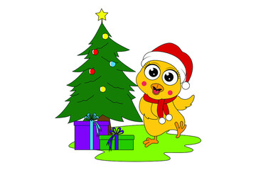  cute chicks  cartoon on christmas