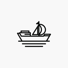 Ship, sailboat line icon design concept