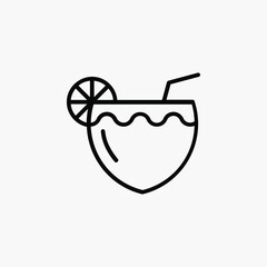 Coconut drink line icon design concept