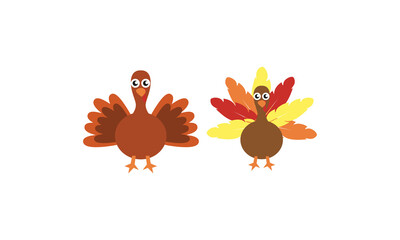 Turkey Body Face vector digital file colorful brown. Tukey colorful yellow red feathers. Thanks Giving Day.