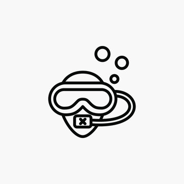 Diving mask, snorkelling line icon design concept 