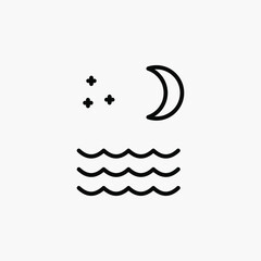 Sea, night, midnight line icon design concept 