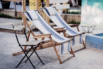 striped beach chairs