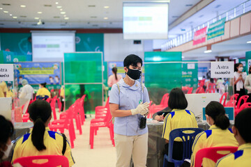 Mahasarakham, Thailand -2 Feb. 2022 : First day of Pfizer vaccination. For children aged 5-11 years...