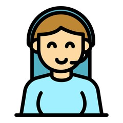 Headset call icon. Outline headset call vector icon color flat isolated