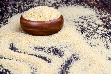 yellow dry crushed couscous is a traditional food for Africa