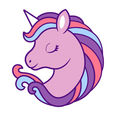Vector Pretty Unicorn Illustration on White Background