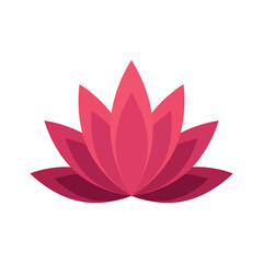 The lotus icon. A southern water plant with large flowers, considered sacred in some countries. It symbolizes the creative and feminine principle . Vector illustration isolated on a white background.