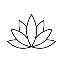 The lotus outline icon. A southern water plant with large flowers, considered sacred in some countries. It symbolizes the creative and feminine principle . Vector illustration isolated.