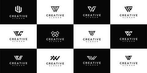 Set of initial W letter monogram logo designs.