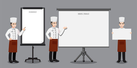 Professional Man Chef working character vector design, with different poses vector illustration cartoon character