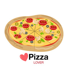 Side view Pizza flat icon style vector