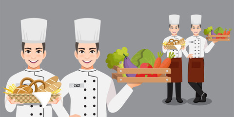 Professional Man Chef working character vector design, with different poses vector illustration cartoon character