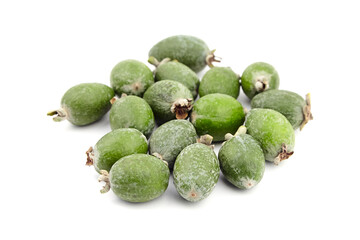 Feijoa fruits or pineapple guava isolated on white