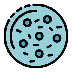 Microscope microorganism icon. Outline microscope microorganism vector icon color flat isolated