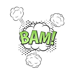 BAM, comic book explosion icon isolated. illustration 