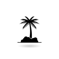 Palm tree icon with shadow isolated on white background 