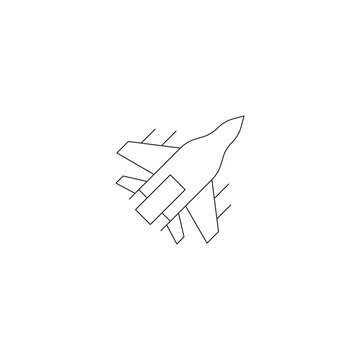 Military concept. Single premium pictogram perfect for logos, mobile apps, online shops and web sites. Vector symbol of war aircraft isolated on white background